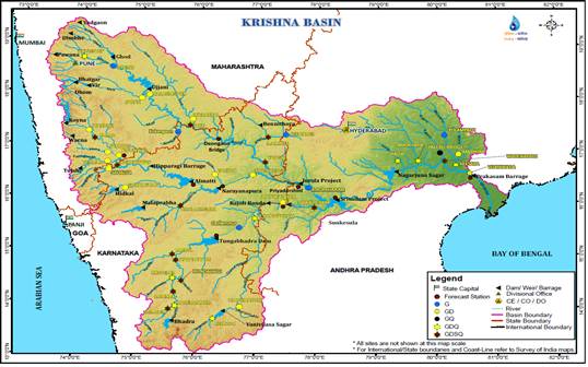 Image result for krishna river in karnataka map