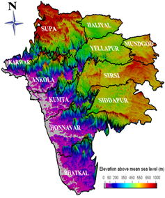 Digital Elevation Model of Uttara Kannada District