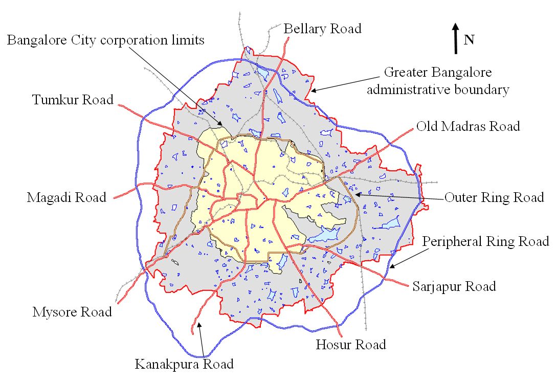 Bangalore - Bengaluru map - Maps Bangalore - Bengaluru (Karnataka - India)