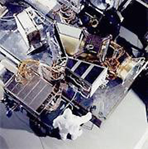 Looking down on Landsat 7 prior to shipping to California for mating with its launch vehicle.