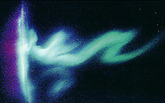 Photograph of the aurora borealis display as seen from the Space Shuttle (Mission STS-47).