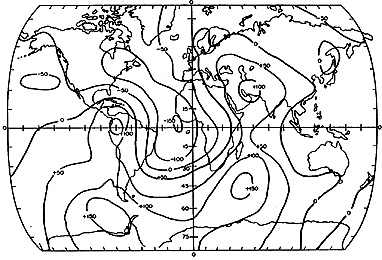 Secular variations in the total intensity of the geomagnetic field integrated through the years 1925-1927.