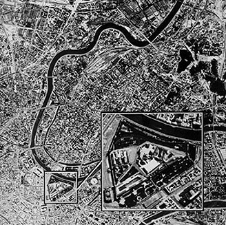 KH-4 Corona Photo of central Moscow in the Soviet Union, with inset showing an enlargement of Red Square.