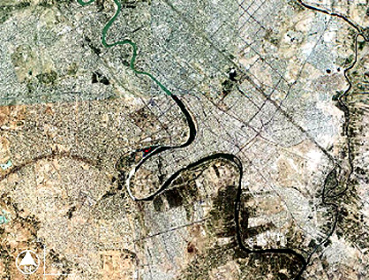 Most of Baghdad, Iraq, in a moderate resolution Quickbird image