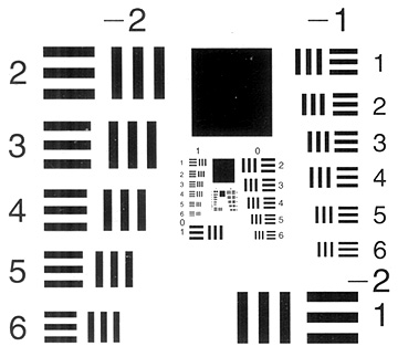 A typical line-pair resolution chart.