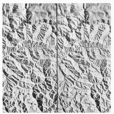 Stereoscopic pair of a mature topography in a dissected hilly terrain.