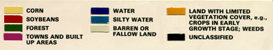 Color key to the Maximum Likelihood Supervised Classification of a subscene of the Elkton, Maryland, Landsat image.