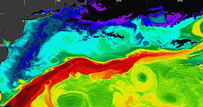 The Gulf Stream, as imaged by ASTER on Terra.