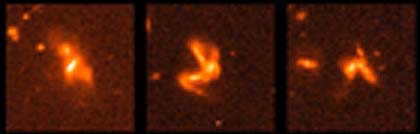 Three examples of colliding galaxies, as seen by HST.