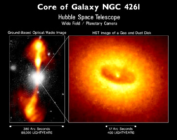 HST image of an apparent Black Hole in the elliptical galaxy NGC4261; the ring is associated with a quasar.