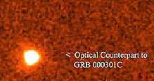 Optical image of GRB000301c made by the HST.