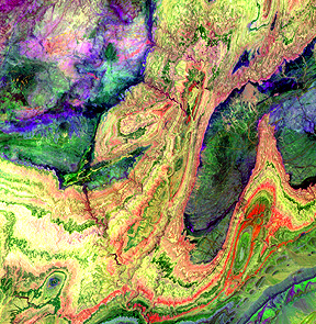 ASTER image of part of the Anti-Atlas Mountains of North Africa.