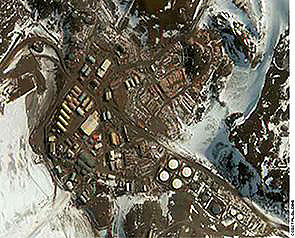 QuickBird image of the U.S. base at McMurdo Sound in the Antarctic.