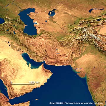 AVHRR image covering much of southwest Asia; try to find Afghanistan; image courtesy Planetary Visions, LTD.