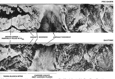 The Carrizo Plains-Tierra Blanca area, shown in both night (dawn) and mid-day airborne thermal scanner images (from F.F. Sabins, 1981),