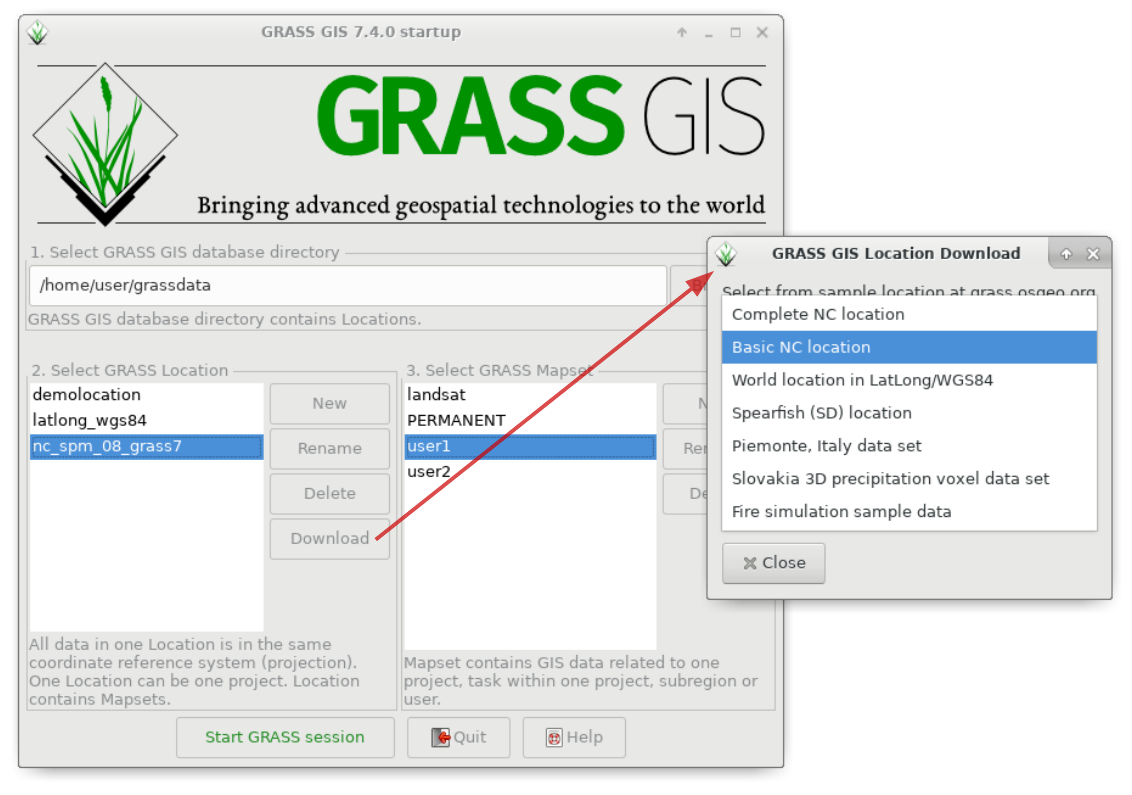 Grass740 startup sample data download arrow